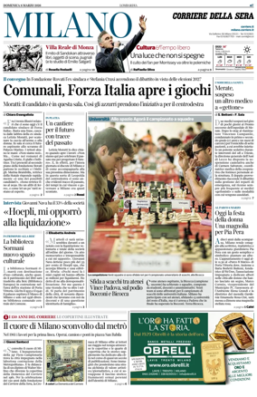 Cover of Corriere della Sera (Milano)