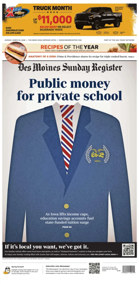 Cover of The Des Moines Register