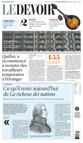 Cover of Le Devoir