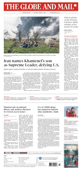 Cover of The Globe and Mail (Prairie Edition)