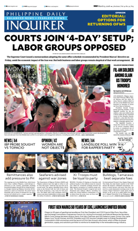 Cover of Philippine Daily Inquirer