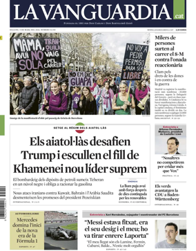 Cover of La Vanguardia (Catalonia - 1st edition)