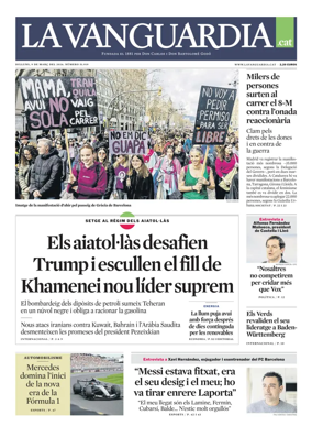 Cover of La Vanguardia (Catala)