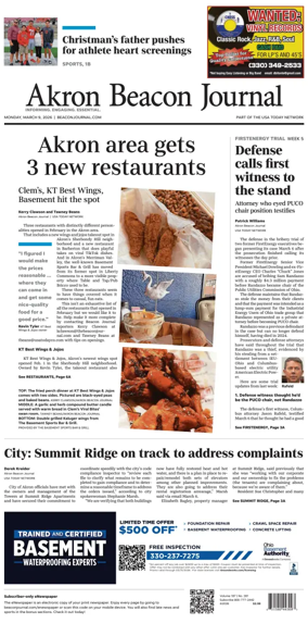 Cover of Akron Beacon Journal