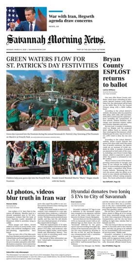 Cover of Savannah Morning News
