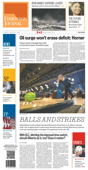 Cover of Edmonton Journal
