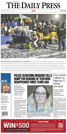 Cover of The Daily Press (Timmins)