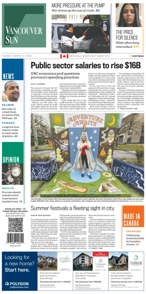 Cover of Vancouver Sun