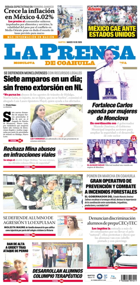 Cover of La Prensa de Coahuila