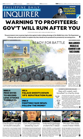 Cover of Philippine Daily Inquirer