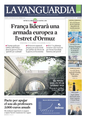 Cover of La Vanguardia (Catala)