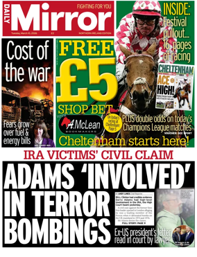 Cover of Daily Mirror (Northern Ireland)