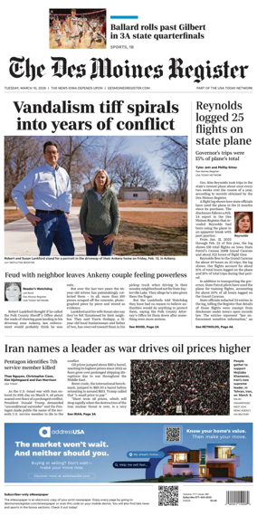 Cover of The Des Moines Register