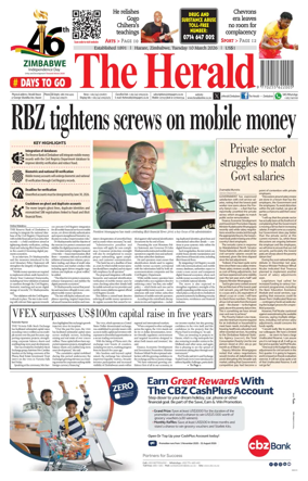Cover of The Herald (Zimbabwe)