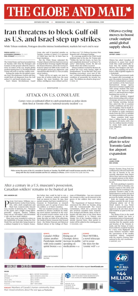 Cover of The Globe and Mail (Ontario Edition)