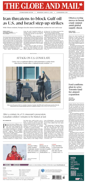 Cover of The Globe and Mail (Ottawa/Quebec Edition)