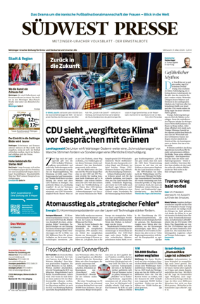 Cover of Sudwest Presse - Metzinger Uracher Volksblatt - Der Ermstalbote