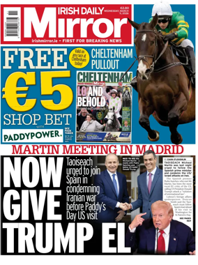Cover of Irish Daily Mirror