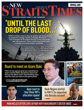 Cover of New Straits Times