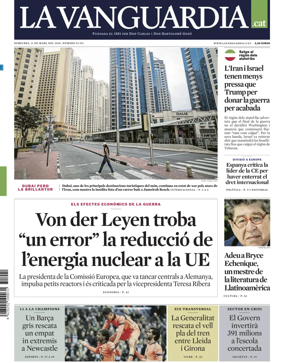 Cover of La Vanguardia (Catalonia - 1st edition)