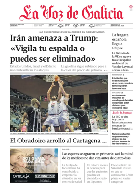 Cover of La Voz de Galicia (Santiago)