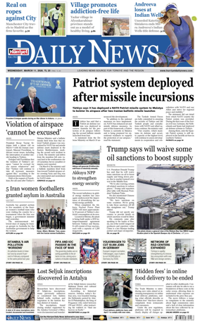 Cover of Hurriyet Daily News & Economic Review