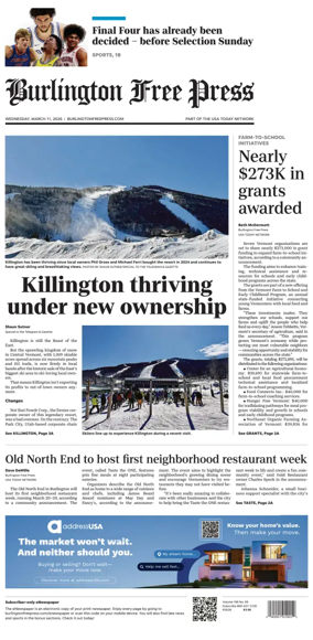 Cover of Burlington Free Press