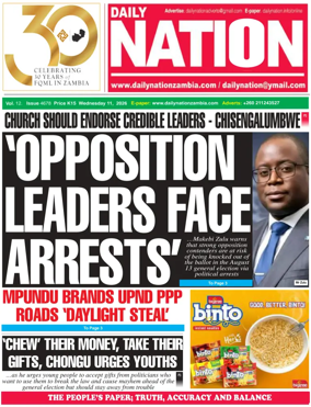 Cover of Daily Nation Newspaper