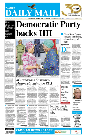 Cover of Zambia Daily Mail