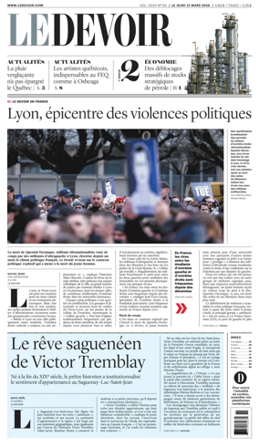 Cover of Le Devoir