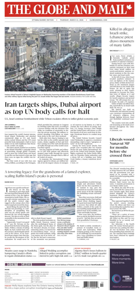 Cover of The Globe and Mail (Ottawa/Quebec Edition)