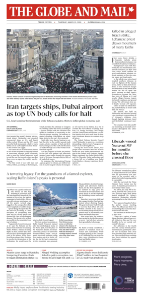 Cover of The Globe and Mail (Prairie Edition)