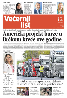 Cover of Vecernji list BiH