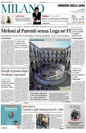 Cover of Corriere della Sera (Milano)