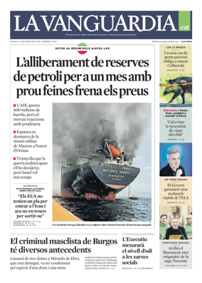 Cover of La Vanguardia (Catala)