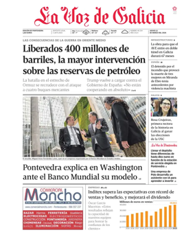 Cover of La Voz de Galicia (Pontevedra)