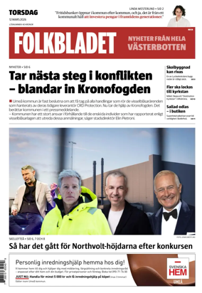 Cover of Folkbladet Vasterbotten