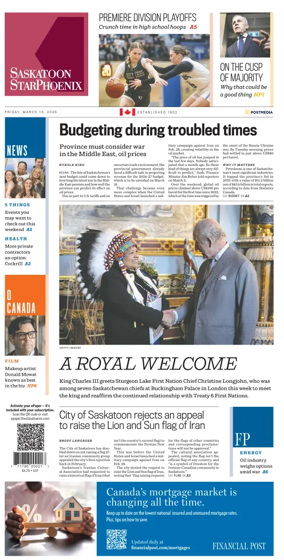 Cover of Saskatoon StarPhoenix