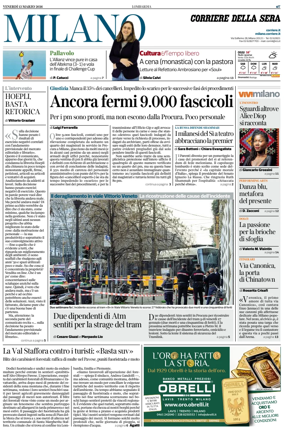 Cover of Corriere della Sera (Milano)