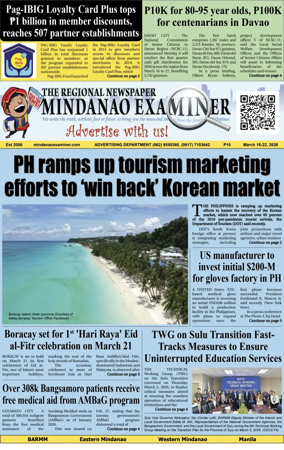 Cover of The Mindanao Examiner Regional Newspaper