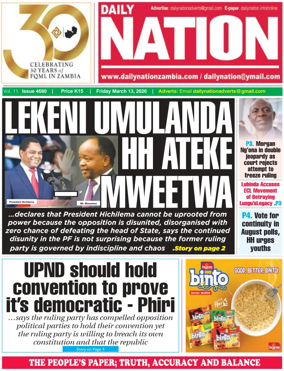 Cover of Daily Nation Newspaper