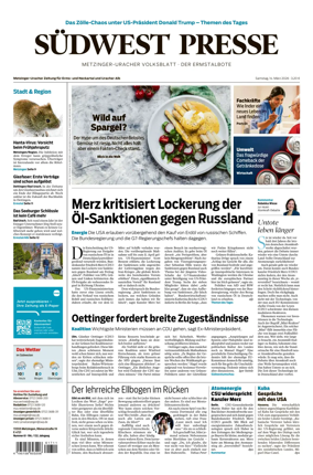 Cover of Sudwest Presse - Metzinger Uracher Volksblatt - Der Ermstalbote