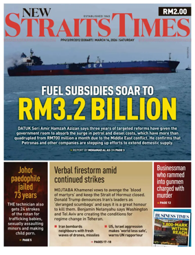 Cover of New Straits Times