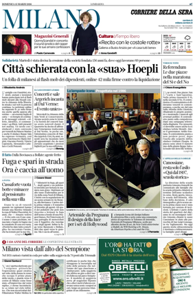 Cover of Corriere della Sera (Milano)