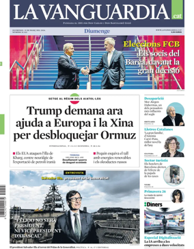 Cover of La Vanguardia (Catalonia - 1st edition)