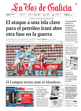 Cover of La Voz de Galicia (Santiago)