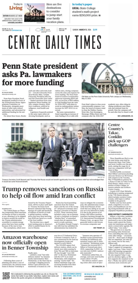 Cover of Centre Daily Times (Sunday)