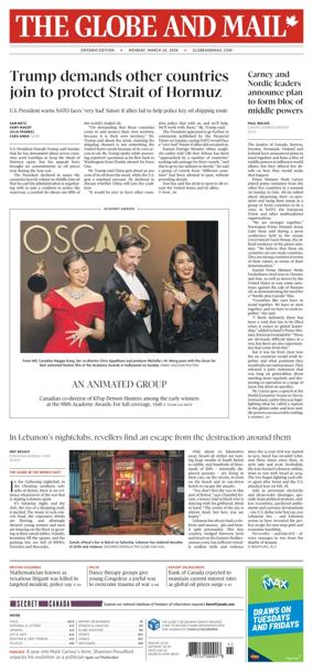 Cover of The Globe and Mail (Ontario Edition)