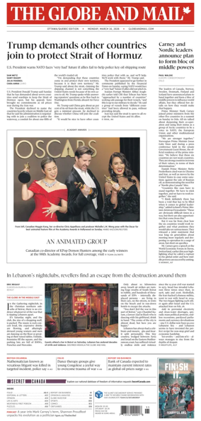 Cover of The Globe and Mail (Ottawa/Quebec Edition)