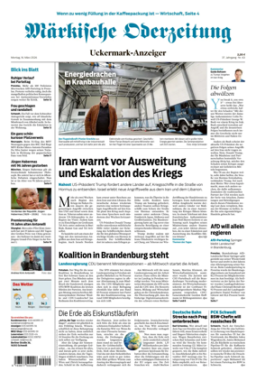 Cover of Markische Oderzeitung Uckermarkanzeiger